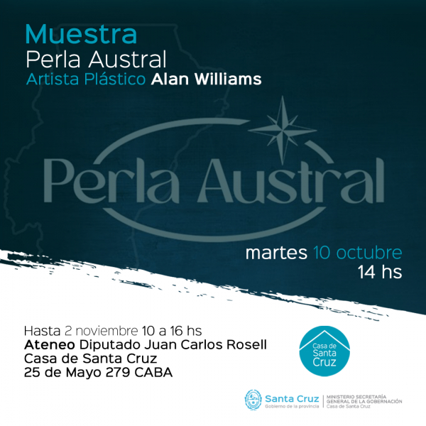 Casa de Santa Cruz presenta la muestra “Perla Austral” de Alan Williams