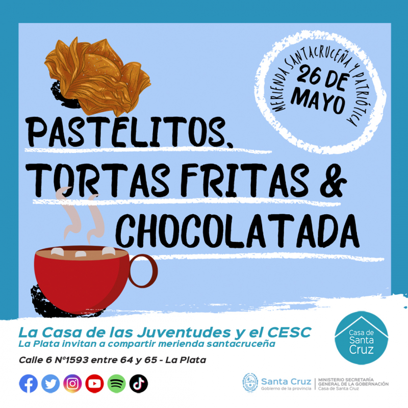 La Casa de las Juventudes junto al CESC La Plata invitan a compartir merienda santacruceña