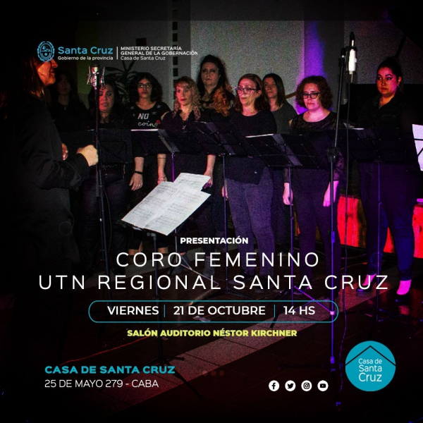 Presentación de lujo este viernes en Casa de Santa Cruz: Coro Femenino UTN Regional